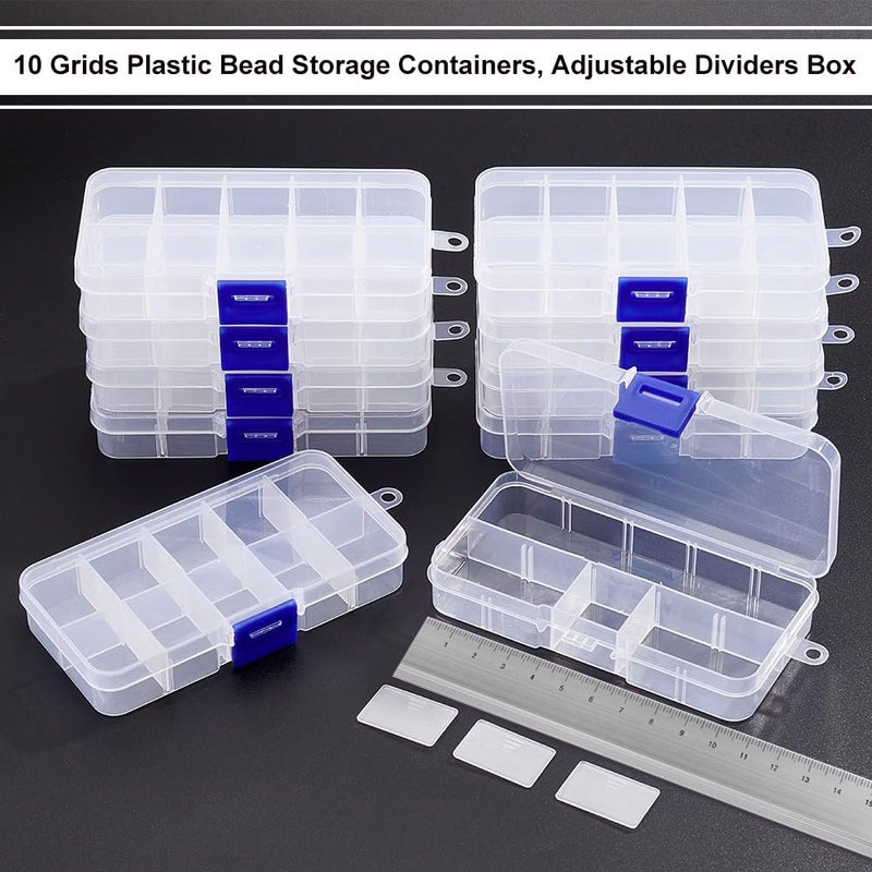 NBEADS 10 Pack 8 Grids Mini Plastic Organizer Box, 2.7x4.2x0.8inch Clear Plastic Jewelry Dividers Box Organizer Small Tackle Boxes Jewelry Storage Container for Beads Small Items Findings Storage - Image 4